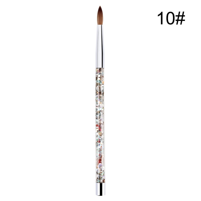 1PC Crystal Acrylic Nail Art Brush No 8/10/12/14 UV Gel Carving Pen Brush Liquid Powder DIY Nail Drawing Liquid Glitter Handle