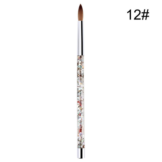 1PC Crystal Acrylic Nail Art Brush No 8/10/12/14 UV Gel Carving Pen Brush Liquid Powder DIY Nail Drawing Liquid Glitter Handle
