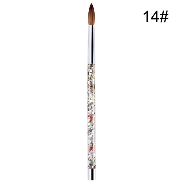 1PC Crystal Acrylic Nail Art Brush No 8/10/12/14 UV Gel Carving Pen Brush Liquid Powder DIY Nail Drawing Liquid Glitter Handle