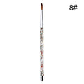 1PC Crystal Acrylic Nail Art Brush No 8/10/12/14 UV Gel Carving Pen Brush Liquid Powder DIY Nail Drawing Liquid Glitter Handle
