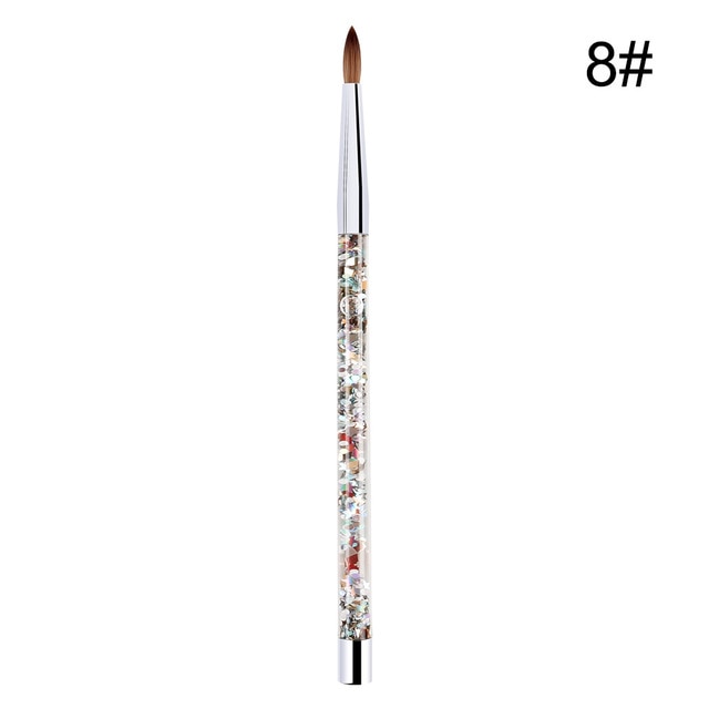 1PC Crystal Acrylic Nail Art Brush No 8/10/12/14 UV Gel Carving Pen Brush Liquid Powder DIY Nail Drawing Liquid Glitter Handle