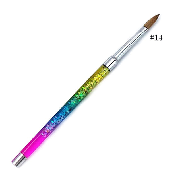 1PC Crystal Acrylic Nail Art Brush No 8/10/12/14 UV Gel Carving Pen Brush Liquid Powder DIY Nail Drawing Liquid Glitter Handle