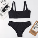 High Waist Bikini 2020 Sexy Black Swimwear Women Swimsuit High Leg Bandeau Bikinis Set Swimming for Bathing Suit Woman Swimsuits