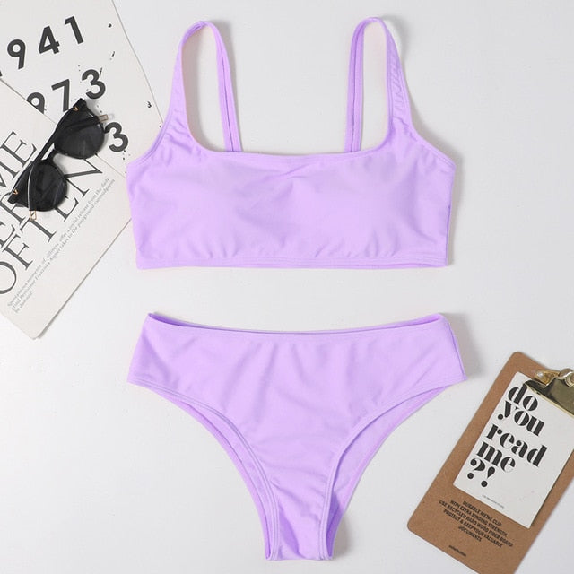 High Waist Bikini 2020 Sexy Black Swimwear Women Swimsuit High Leg Bandeau Bikinis Set Swimming for Bathing Suit Woman Swimsuits