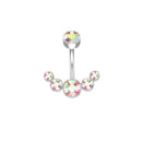 14G Dangle Belly Button Rings for Women Girls 316L Surgical Steel Curved Navel Barbell 5 Crystals Body Jewelry Piercing Ombligo