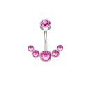 14G Dangle Belly Button Rings for Women Girls 316L Surgical Steel Curved Navel Barbell 5 Crystals Body Jewelry Piercing Ombligo