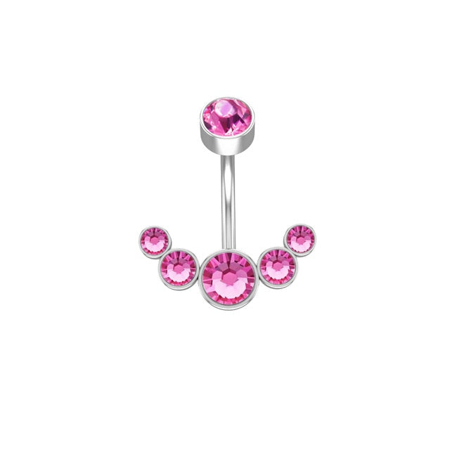 14G Dangle Belly Button Rings for Women Girls 316L Surgical Steel Curved Navel Barbell 5 Crystals Body Jewelry Piercing Ombligo