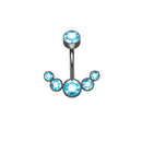 14G Dangle Belly Button Rings for Women Girls 316L Surgical Steel Curved Navel Barbell 5 Crystals Body Jewelry Piercing Ombligo