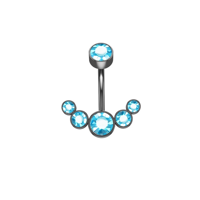 14G Dangle Belly Button Rings for Women Girls 316L Surgical Steel Curved Navel Barbell 5 Crystals Body Jewelry Piercing Ombligo