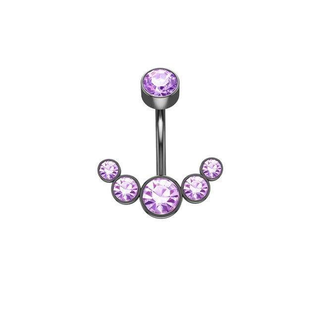14G Dangle Belly Button Rings for Women Girls 316L Surgical Steel Curved Navel Barbell 5 Crystals Body Jewelry Piercing Ombligo