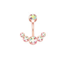 14G Dangle Belly Button Rings for Women Girls 316L Surgical Steel Curved Navel Barbell 5 Crystals Body Jewelry Piercing Ombligo