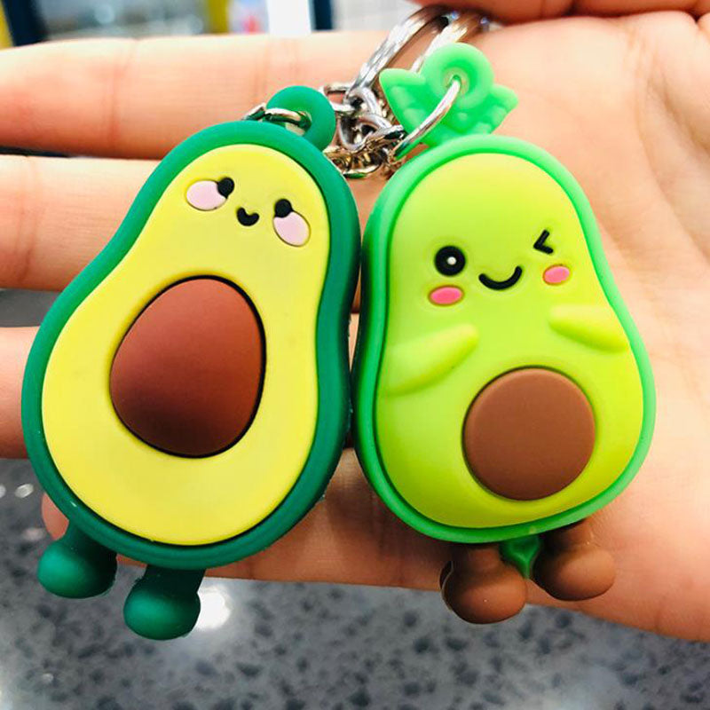 Cute Simulated Fruit Avocado Keychain 3D Soft Resin Smiling Avocado Keychains Couple Jewelry Women Fashion Christmas Small Gift