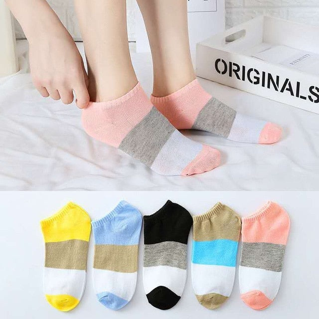 5 Pairs/lot Women Leopard Spring Sesame Street Cute Ankle Socks Cute Funny Lips Print Boat Short Sox Invisible Lady Girl Summer