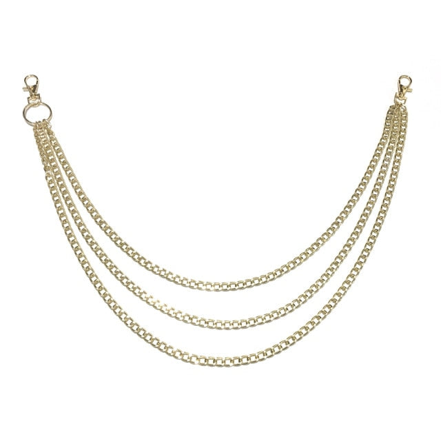 Novelty! Women's Two Layer Butterfly Chain Hip Hop Punk Gold Silver Metal Chain For Pants Rock Jewelry Keychain