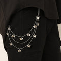 Novelty! Women's Two Layer Butterfly Chain Hip Hop Punk Gold Silver Metal Chain For Pants Rock Jewelry Keychain