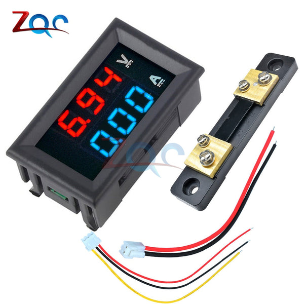 Mini Digital Voltmeter Ammeter DC 0-100V/ 7-110V 50A Amp Volt Voltage Current Meter Detector Tester 0.28" Dual LED Display Gauge