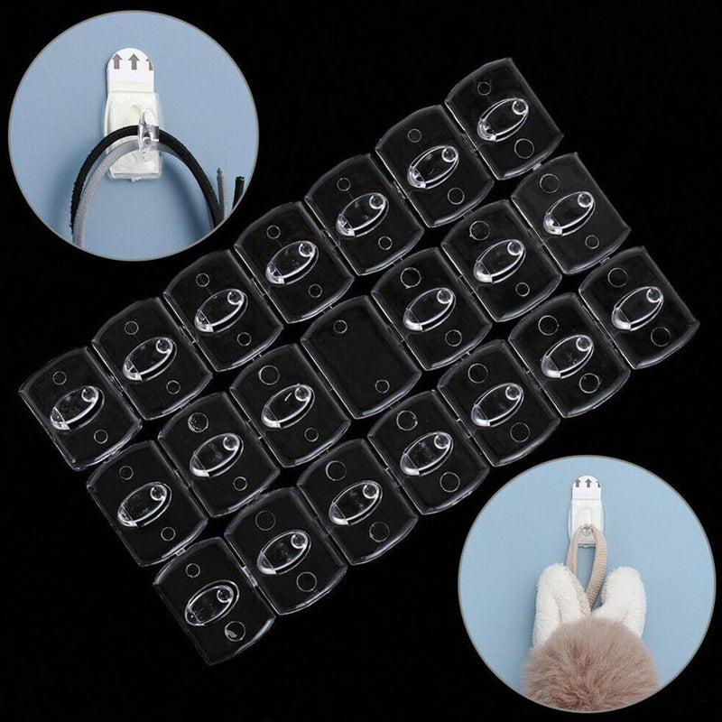 20/6PCS Wall Transparent Removable Hook Strong Seemless Cable Clamp Adhesive Hook Rack Bathroom Kitchen Towel Key Hanger