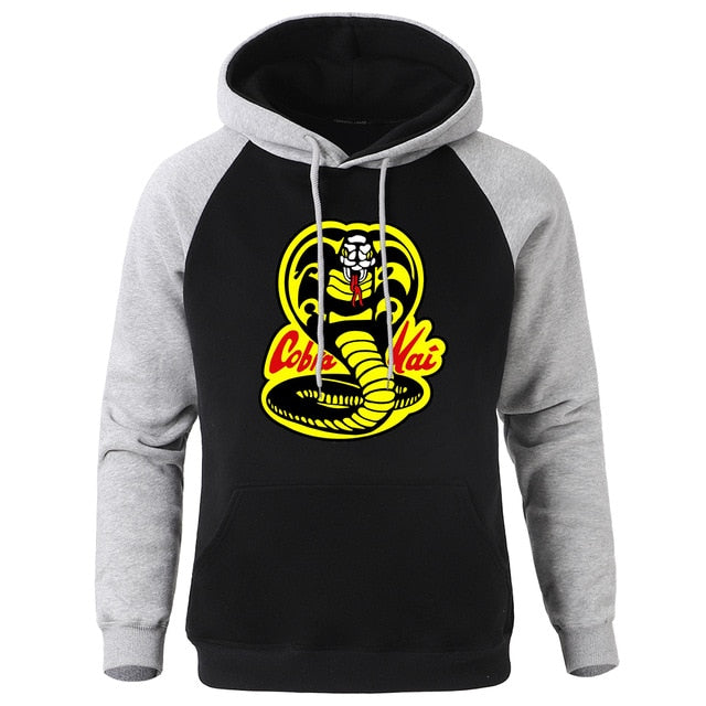 Hoody Cobra Kai Printing New Autumn Warm Man Raglan Hoodies Big Size Harajuku Men Sweatshirt Street Fashion Punk Mens Pullover
