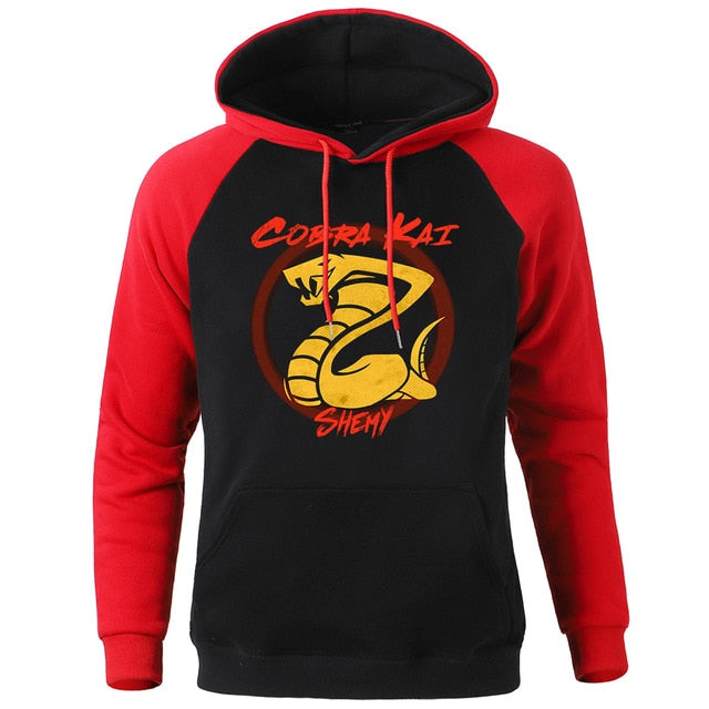 Hoody Cobra Kai Printing New Autumn Warm Man Raglan Hoodies Big Size Harajuku Men Sweatshirt Street Fashion Punk Mens Pullover