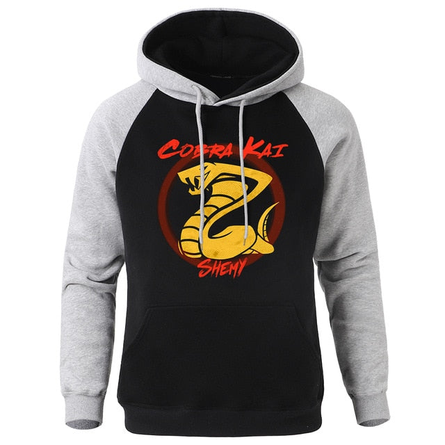 Hoody Cobra Kai Printing New Autumn Warm Man Raglan Hoodies Big Size Harajuku Men Sweatshirt Street Fashion Punk Mens Pullover