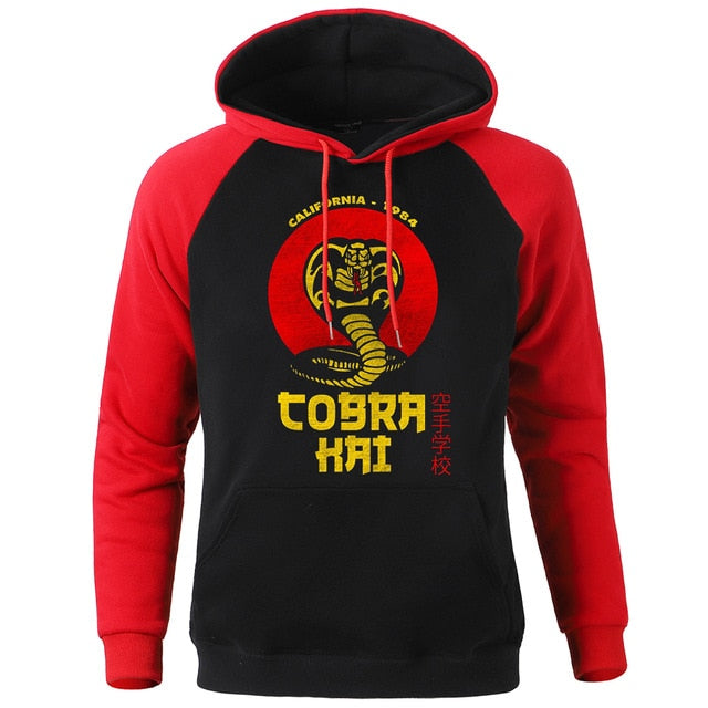Hoody Cobra Kai Printing New Autumn Warm Man Raglan Hoodies Big Size Harajuku Men Sweatshirt Street Fashion Punk Mens Pullover