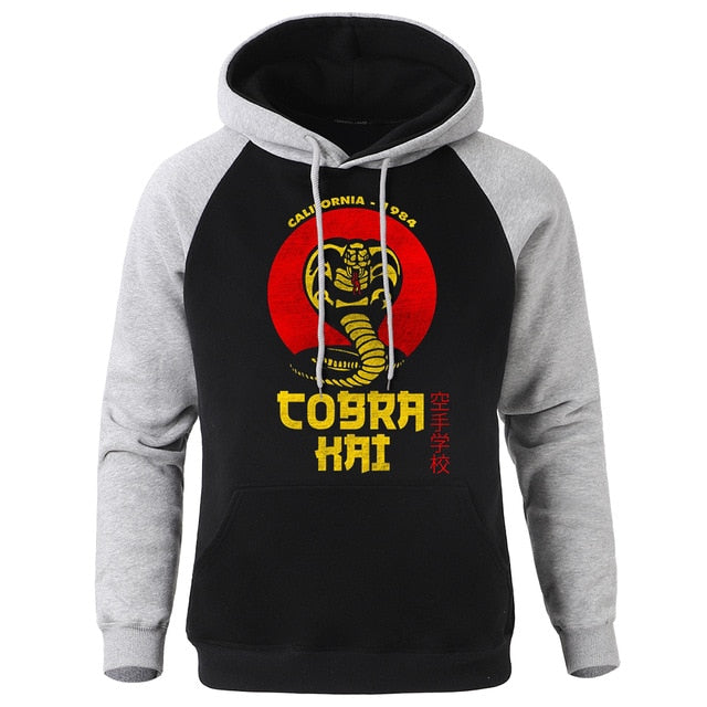 Hoody Cobra Kai Printing New Autumn Warm Man Raglan Hoodies Big Size Harajuku Men Sweatshirt Street Fashion Punk Mens Pullover