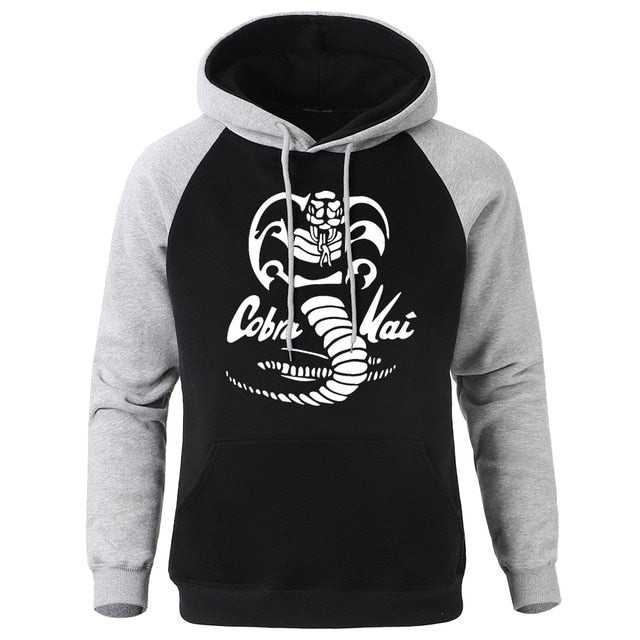 Hoody Cobra Kai Printing New Autumn Warm Man Raglan Hoodies Big Size Harajuku Men Sweatshirt Street Fashion Punk Mens Pullover