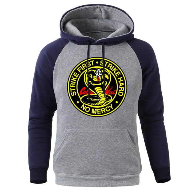 Hoody Cobra Kai Printing New Autumn Warm Man Raglan Hoodies Big Size Harajuku Men Sweatshirt Street Fashion Punk Mens Pullover