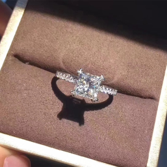 CC Trendy Jewelry S925 Rings For Women Cubic Zirconia Charms Bridal Wedding Engagement White Gold Color Ring Drop Shipping