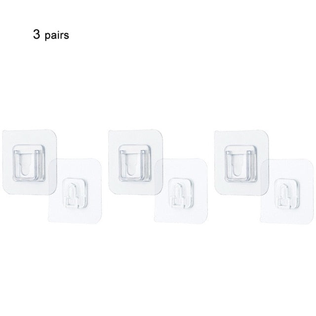 Double-Sided Adhesive Wall Hooks Hanger Strong Transparent Hooks Suction Cup Sucker Wall Storage Holder For Kitchen Bathroo