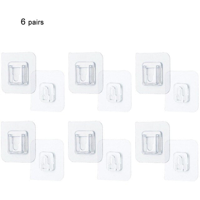 Double-Sided Adhesive Wall Hooks Hanger Strong Transparent Hooks Suction Cup Sucker Wall Storage Holder For Kitchen Bathroo