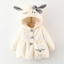Cute Rabbit Ears Plush Baby Jacket Christmas Sweet Princess Girls Coat Autumn Winter Warm Hooded Outerwear Toddler Girl Clothes
