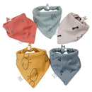 5pcs Baby Bibs Cotton Bandana Bibs Baby Feeding Infant Teething Bibs Cartoon Saliva Towel Baby Eating Accessory Baby Stuff