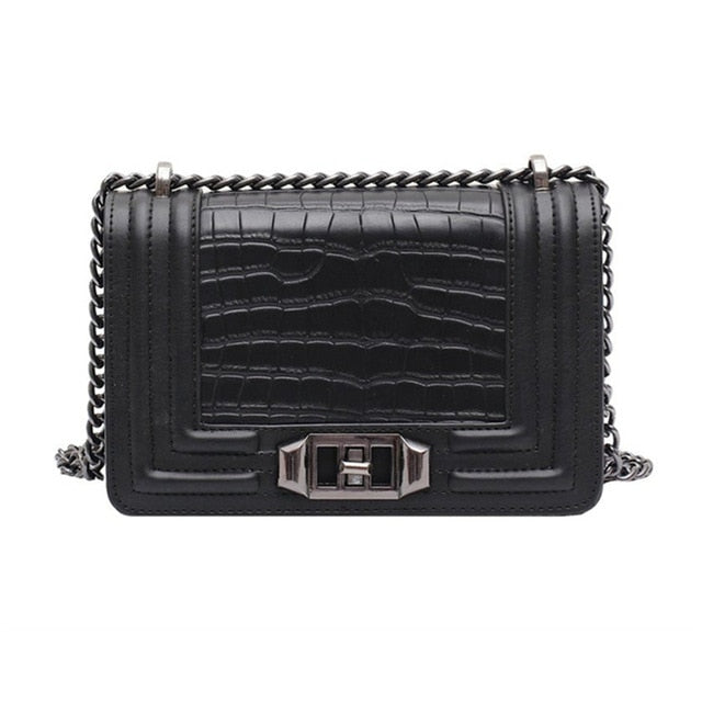 Shoulder Bag Small Crossbody Bags for Women 2020 Luxury Fashion Alligator High Quality PU Leather Chain Bag Designer New Black