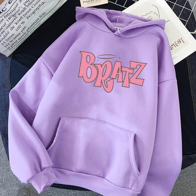 Bratz Letter print hoodie Autumn winter Sweatshirt unisex men and Women's Casual student Fashion Hooded Sweatshirt Long Sleeve