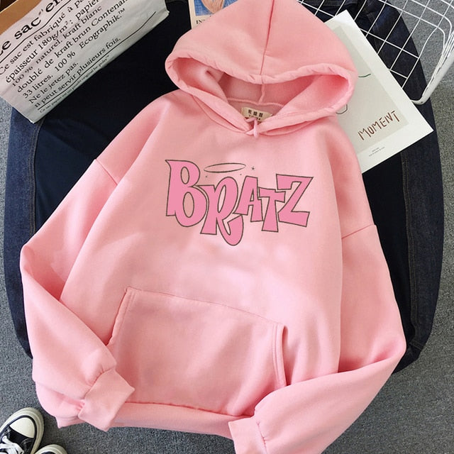 Bratz Letter print hoodie Autumn winter Sweatshirt unisex men and Women's Casual student Fashion Hooded Sweatshirt Long Sleeve