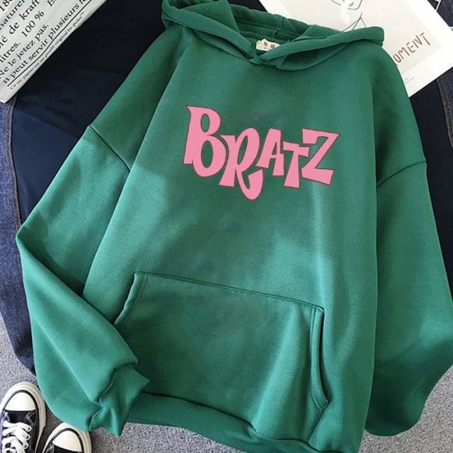 Bratz Letter print hoodie Autumn winter Sweatshirt unisex men and Women's Casual student Fashion Hooded Sweatshirt Long Sleeve