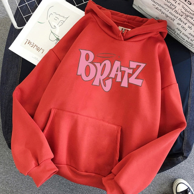 Bratz Letter print hoodie Autumn winter Sweatshirt unisex men and Women's Casual student Fashion Hooded Sweatshirt Long Sleeve