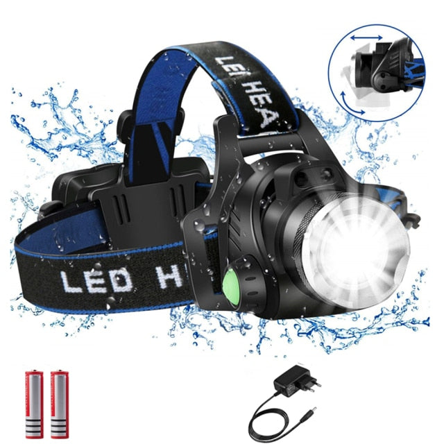 Headlamps 12000lumens Led Headlamp L2/T6 Zoomable Headlight Head Torch Flashlight Head lamp by 18650 battery for Fishing Hunting