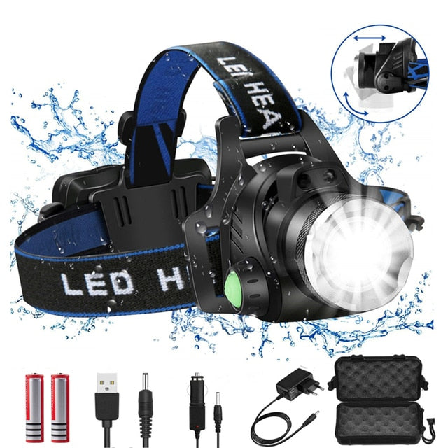 Headlamps 12000lumens Led Headlamp L2/T6 Zoomable Headlight Head Torch Flashlight Head lamp by 18650 battery for Fishing Hunting