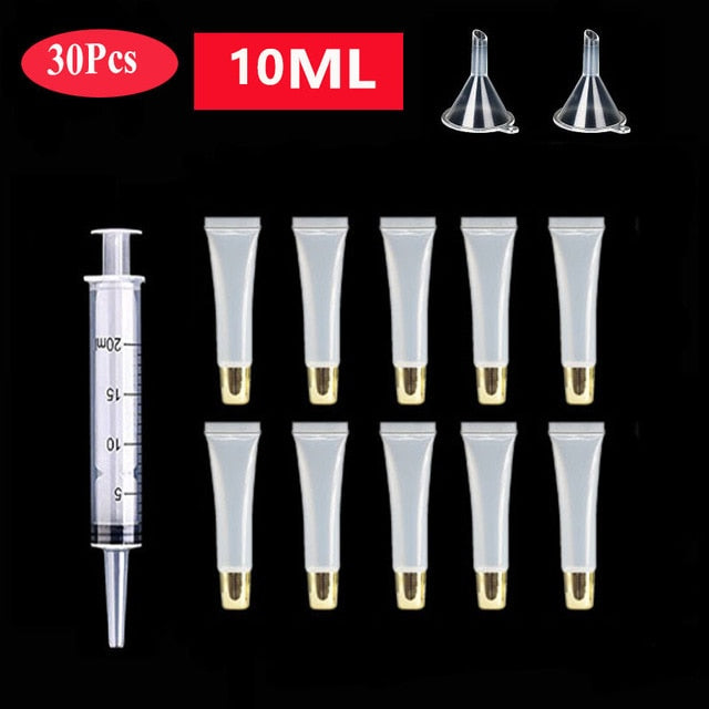 50 Pcs 10/15ml Empty Lip Gloss Tubes with  Funnels Clear Soft Lip Gloss Container Refillable Lipgloss Tubes for DIY Makeup Tool