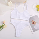 Seamless Women Bra Set Cotton Sexy Thong Tank Top Solid Breathable Low Waist Panty Ladies Lingerie Set  Fashion Underwear Set