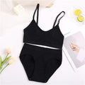 Seamless Women Bra Set Cotton Sexy Thong Tank Top Solid Breathable Low Waist Panty Ladies Lingerie Set  Fashion Underwear Set