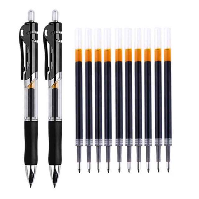 Retractable Gel Pens Set Black/red/blue Ink Colored Gel Pen 0.5mm Replaceable Refills Office&school Supplies Stationery