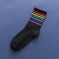 Fashion Socks Cotton Rainbow Stripes Christmas Gift Classic Warm Casual Tide Harajuku Funny Cute Pop Korean Socks For Women