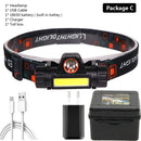 XP-G Q5 built-in 18650 battery 2 light mode with magnet Waterproof headlight head lamp flashlight LED head lamp COB work light