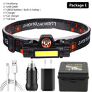 XP-G Q5 built-in 18650 battery 2 light mode with magnet Waterproof headlight head lamp flashlight LED head lamp COB work light