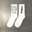 Japanese Cotton Cartoon Pattern Hip Hop Style Breathable Mid Tube Socks Skateboard Socks 1Pair Soft Long Sock for Men