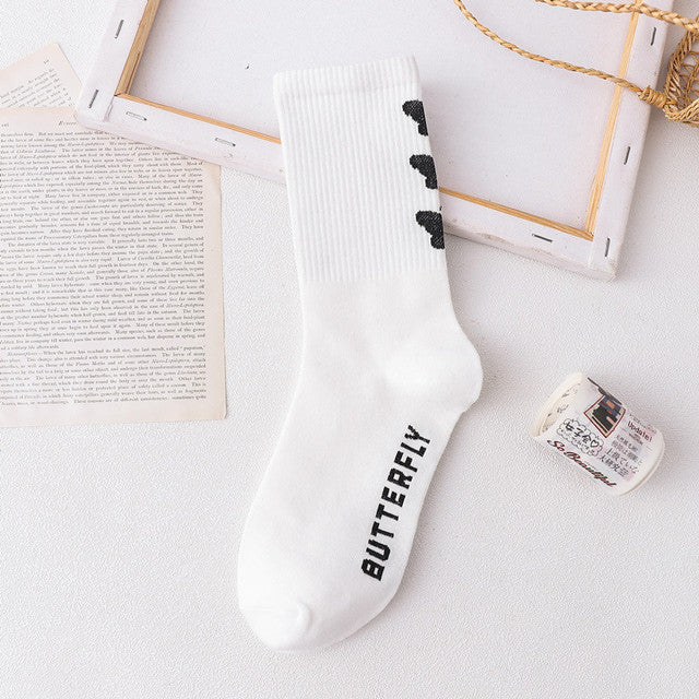 Japanese Cotton Cartoon Pattern Hip Hop Style Breathable Mid Tube Socks Skateboard Socks 1Pair Soft Long Sock for Men