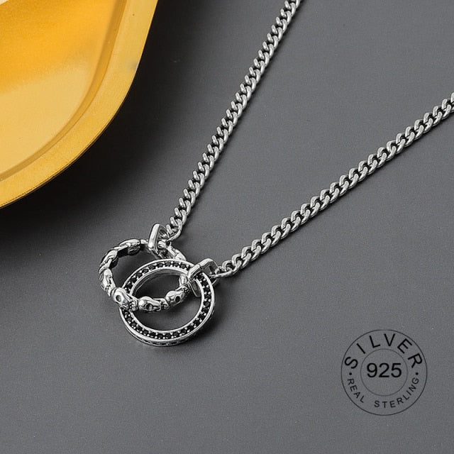 Real 925 Sterling Silver Elegant hollowout chain Geometric Pendant Necklace Fine Jewelry For Women Wedding Party Bijoux